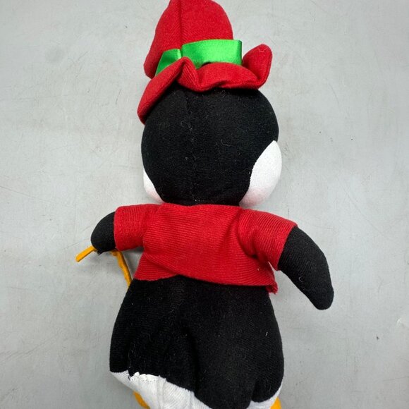 Vintage Christmas Penguin Plush Toy In Red Santa Outfit With Bow Tie & Hat READ - Picture 5 of 6